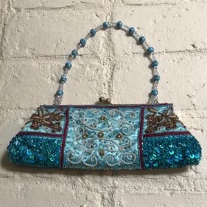 Blue beaded purse
